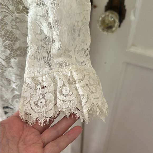 Vintage 1970s Sheer Lace Wedding Dress – Edwardian Revival Style Fits Sz Xs/Sm - Picture 6 of 17
